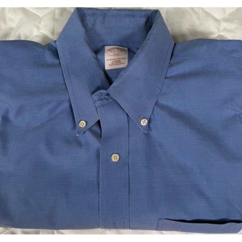 Brooks Brothers Mens 17.5 Non Iron Button Down Long Sleeve Shirt 100% Cotton